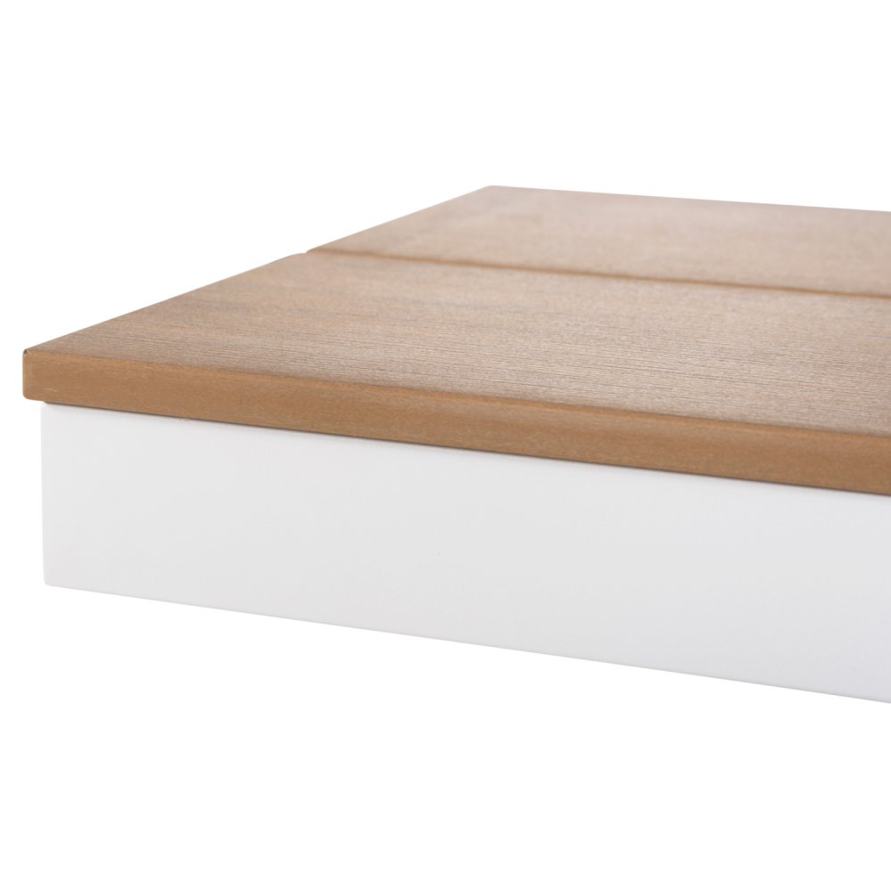 ALUMINIUMBANK WEISS MIT POLYWOOD-SITZ IN NATURHOLZFARBE 150x36x45Hcm