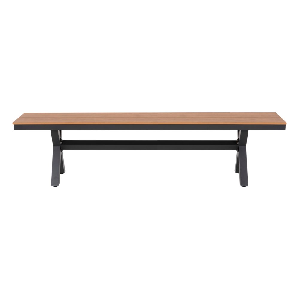 ALUMINIUMBANK ANTHRAZIT- POLYWOOD-SITZ IN NATURHOLZFARBE 220x36x44,5Hcm