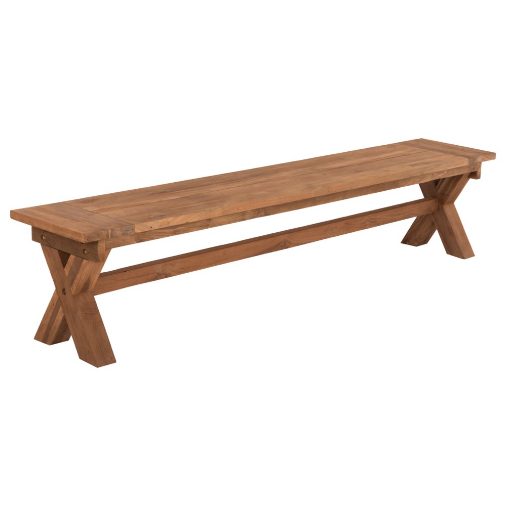 AUSSENBANK RECYCELTES TEAKHOLZ IN NATÜRLICHER FARBE 220x40x45cm
