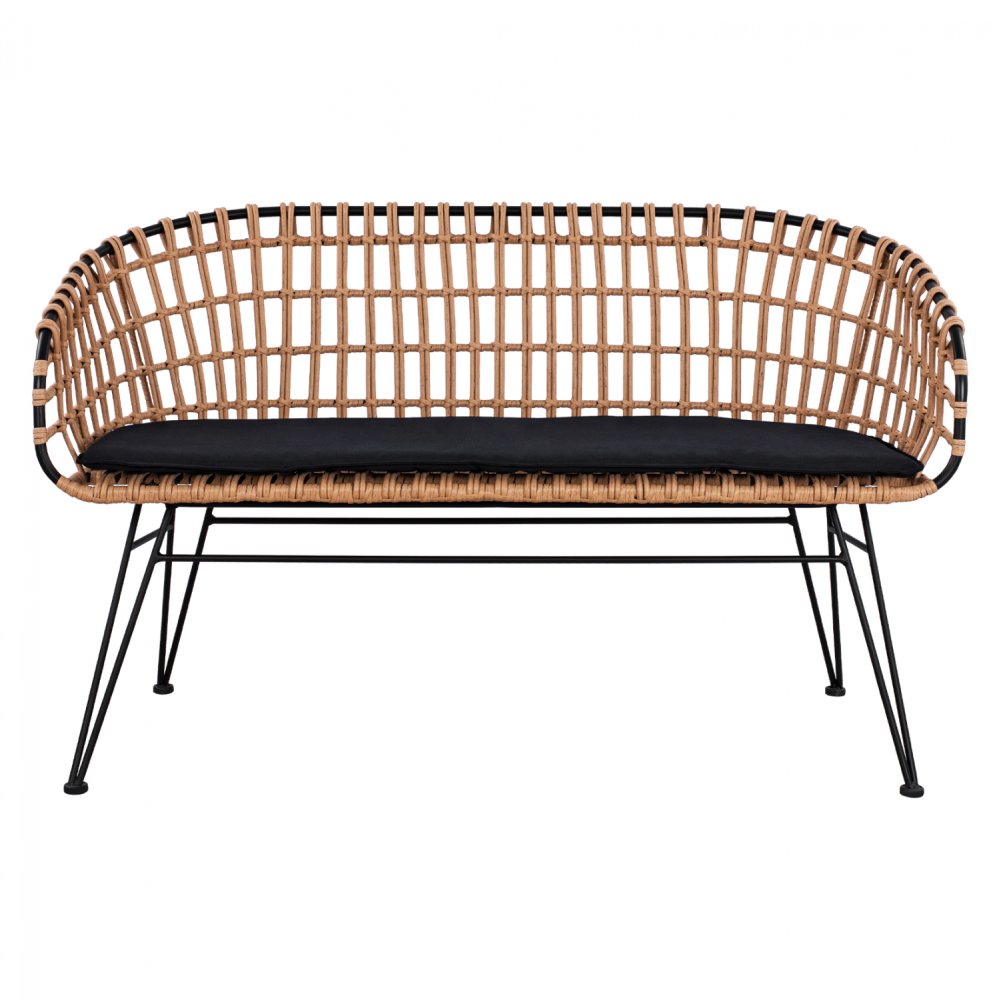 Gartenbank ,,Allegra“ mit Kissen in Schwarz-Beige