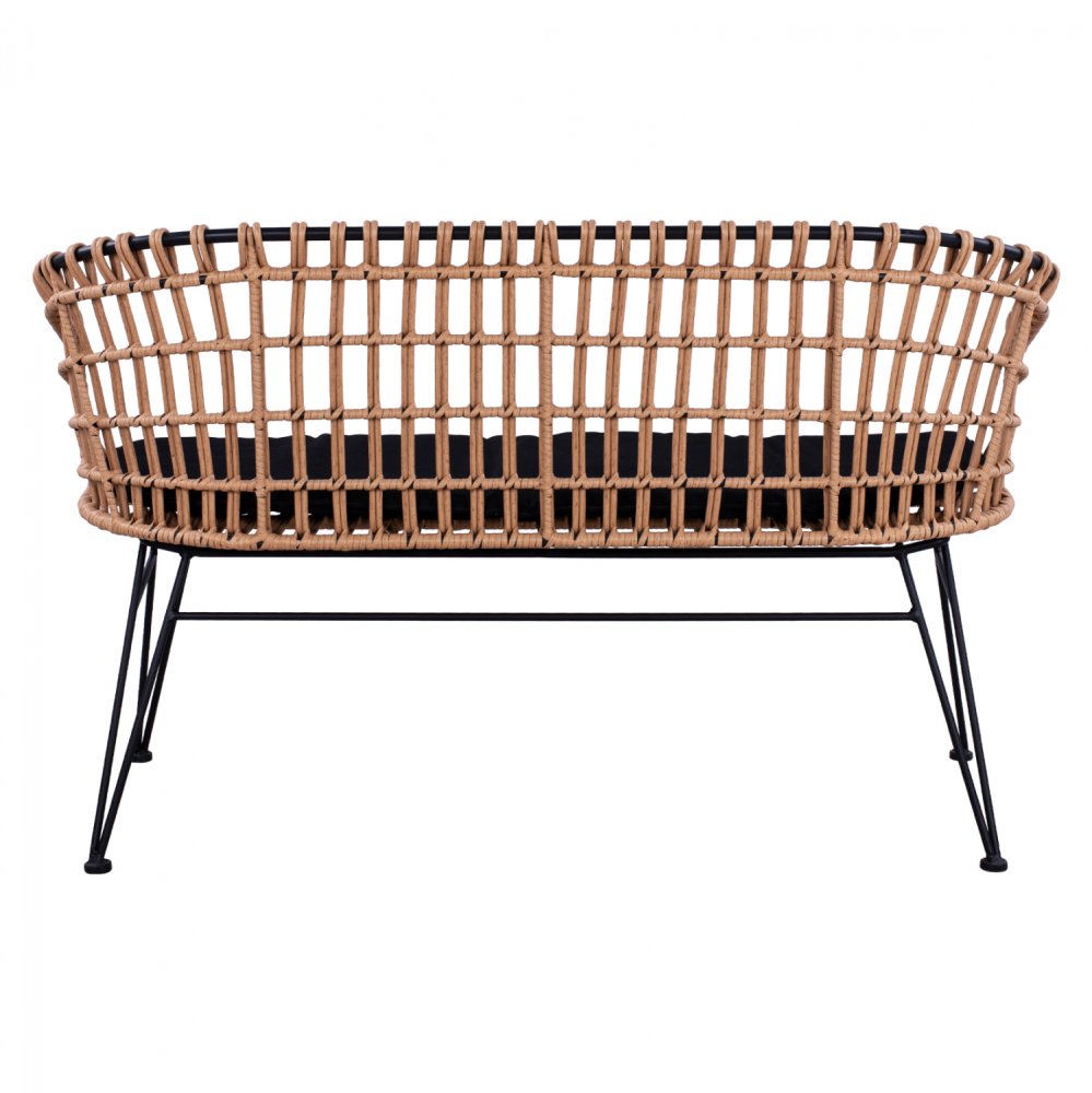 Gartenbank ,,Allegra“ mit Kissen in Schwarz-Beige