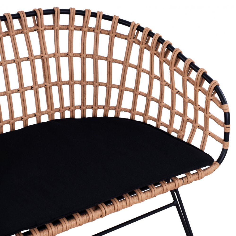Gartenbank ,,Allegra“ mit Kissen in Schwarz-Beige