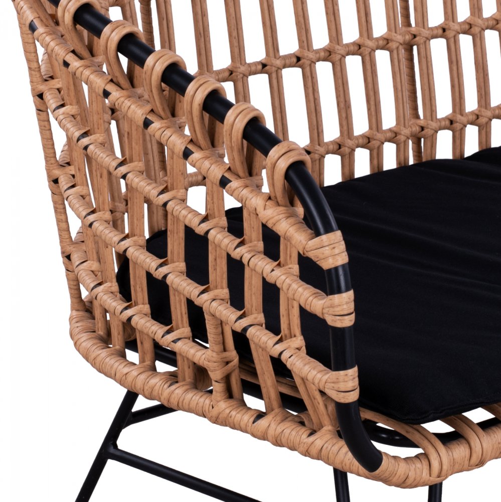 Gartenbank ,,Allegra“ mit Kissen in Schwarz-Beige