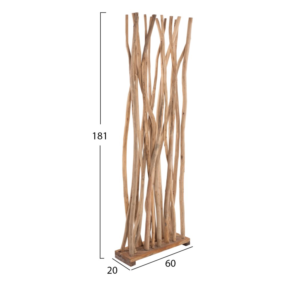ΠΑΡΑΒΑΝ ΑΠΟ ΜΑΣΙΦ ΞΥΛΟ ΤEAK ΦΥΣΙΚΟ 60x20x181 ΕΚ.