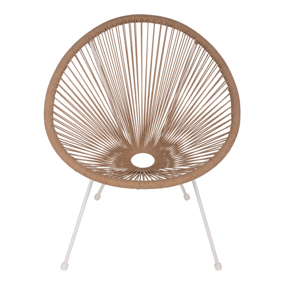 SESSEL ACAPULCO NEST-TYP WEISSES METALL & RATTAN NATUR 70x73x79 cm