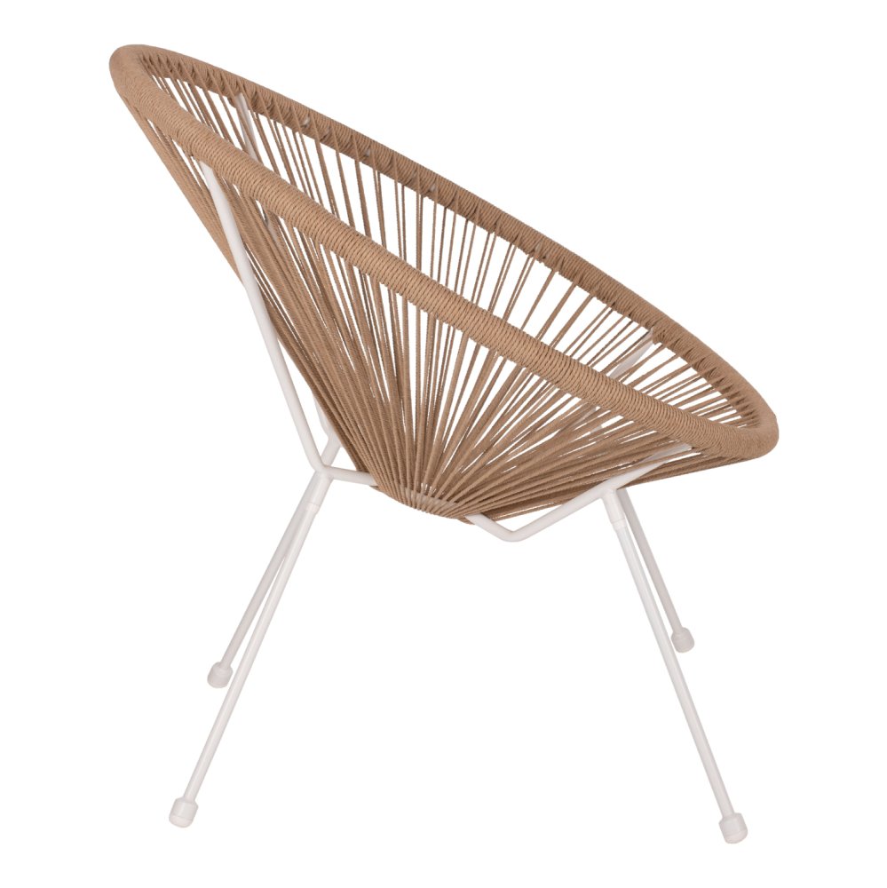 SESSEL ACAPULCO NEST-TYP WEISSES METALL & RATTAN NATUR 70x73x79 cm