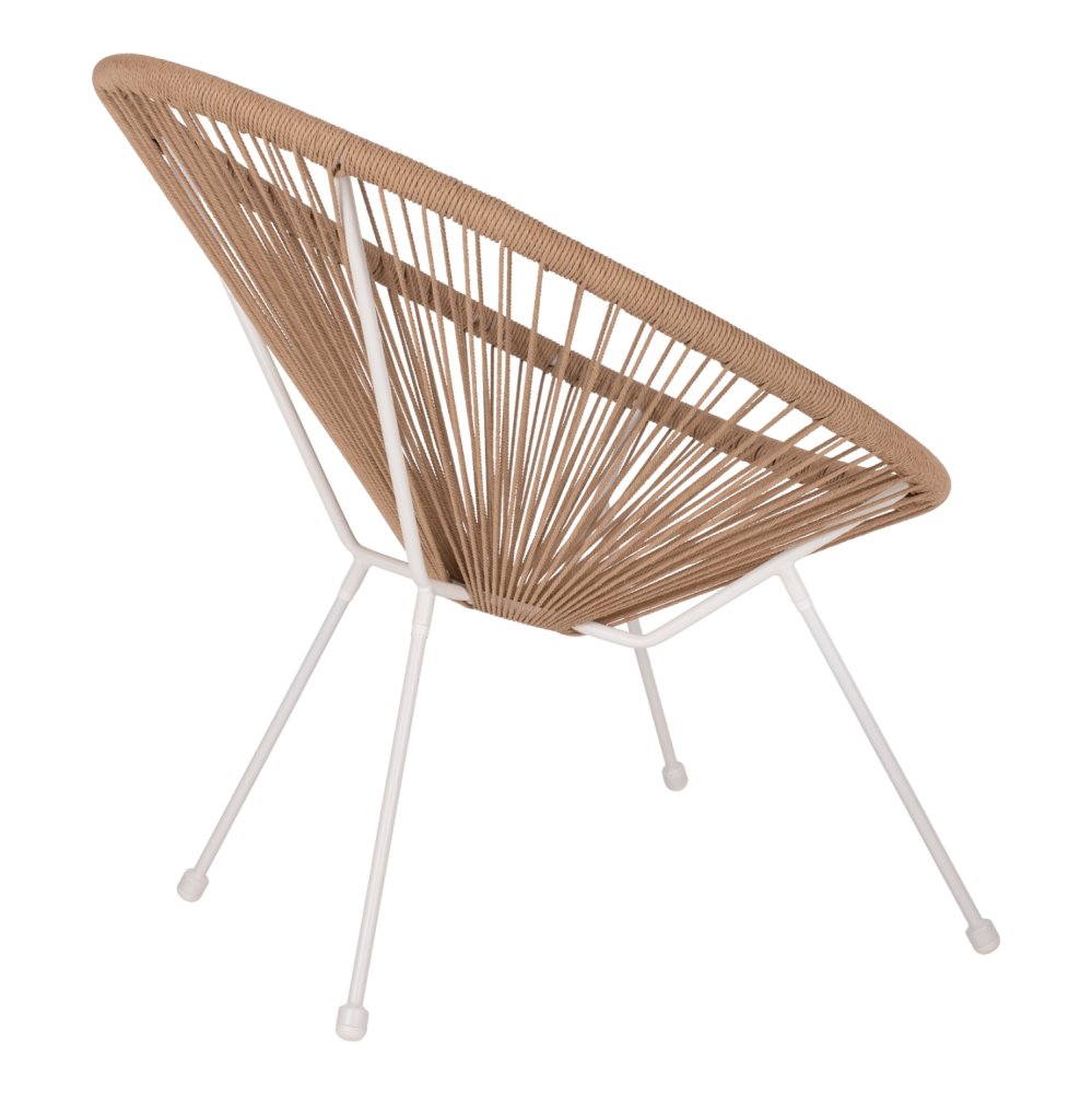 SESSEL ACAPULCO NEST-TYP WEISSES METALL & RATTAN NATUR 70x73x79 cm