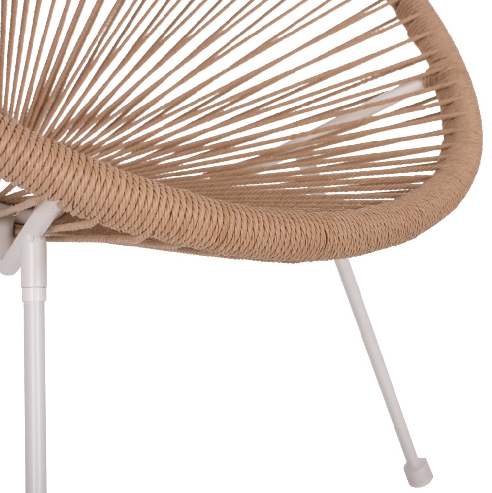 SESSEL ACAPULCO NEST-TYP WEISSES METALL & RATTAN NATUR 70x73x79 cm