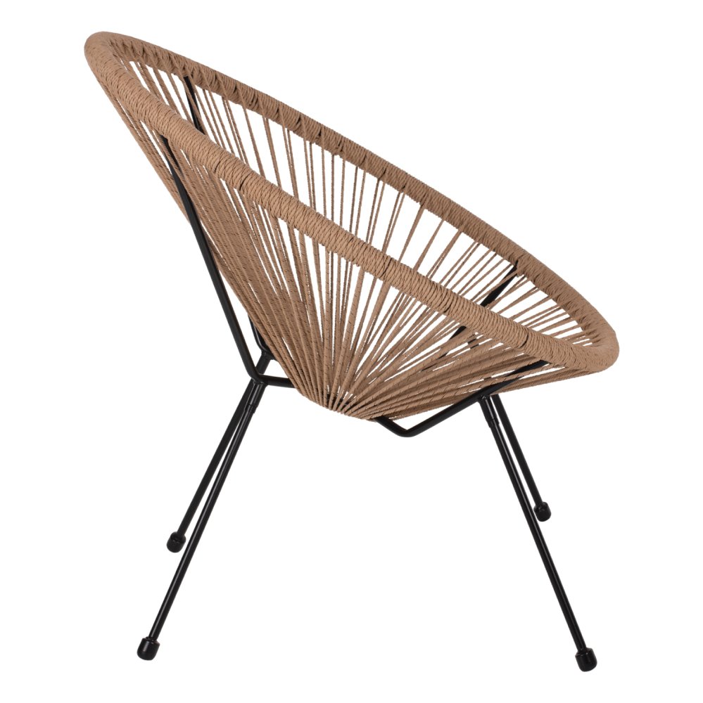 ACAPULCO SESSEL T. FOLIA SCHWARZES METALL MIT GEDREHTEM GEWEBE 70x73x79 cm