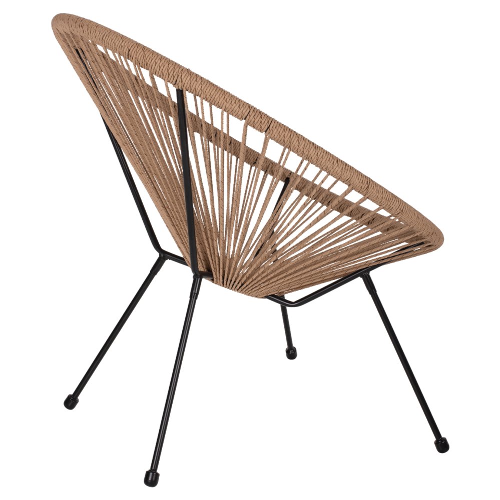 ACAPULCO SESSEL T. FOLIA SCHWARZES METALL MIT GEDREHTEM GEWEBE 70x73x79 cm