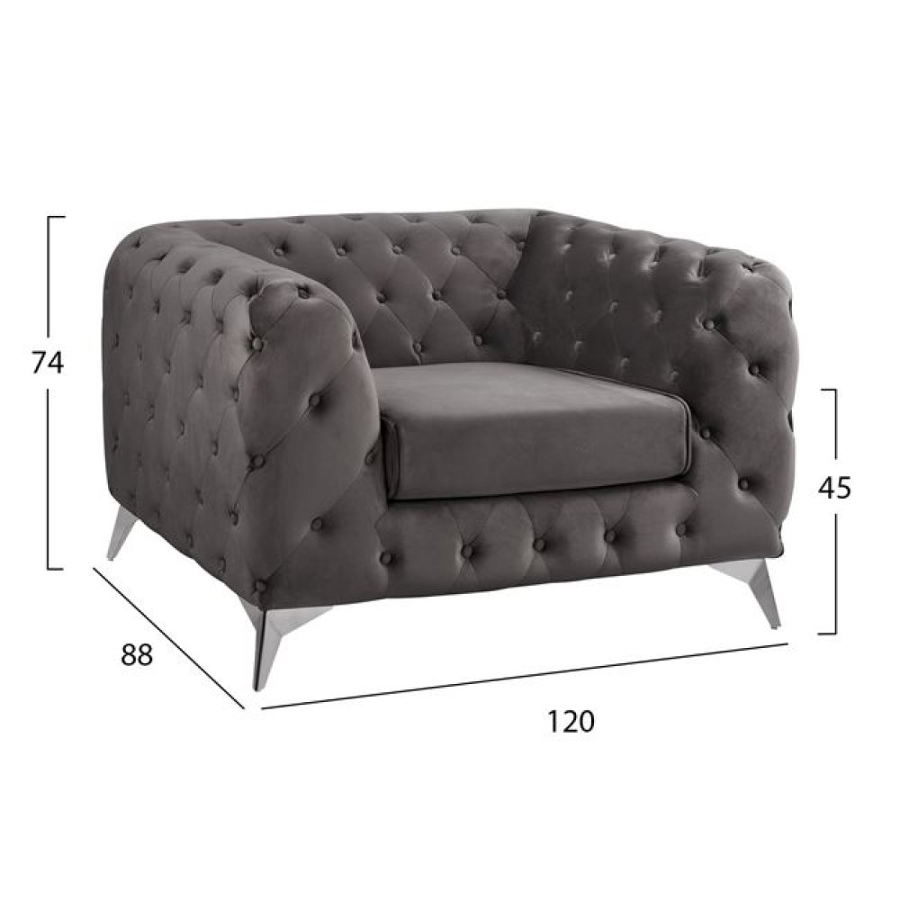 Sessel ALBERT mit Samt | In Grau
