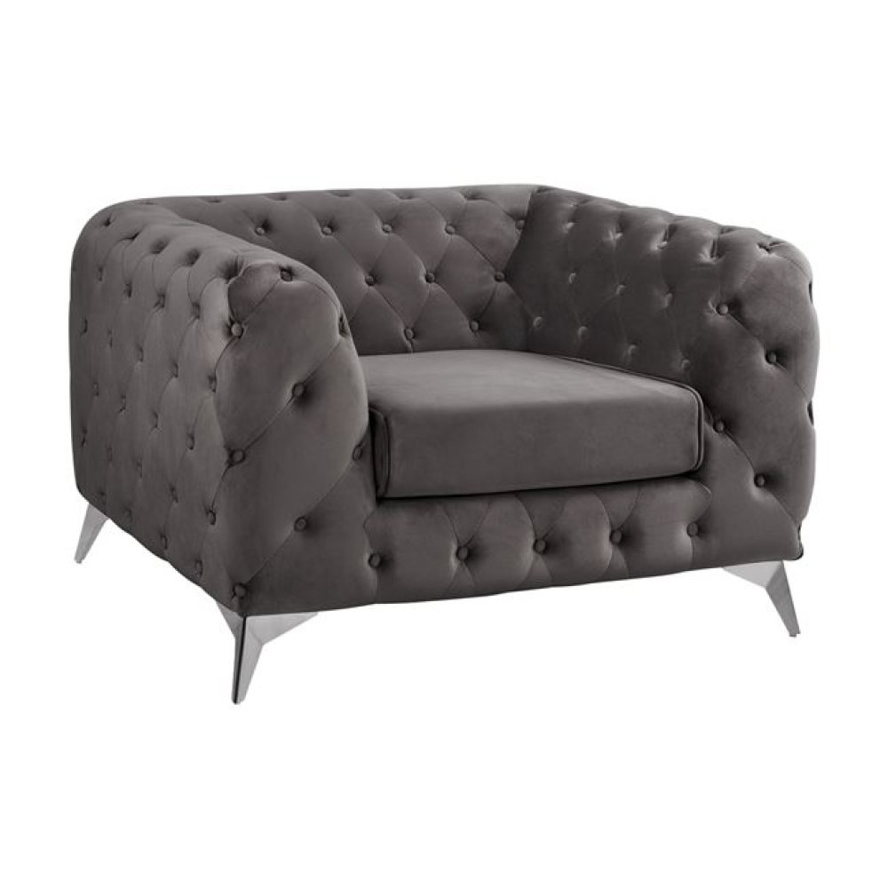 Sessel ALBERT mit Samt | In Grau
