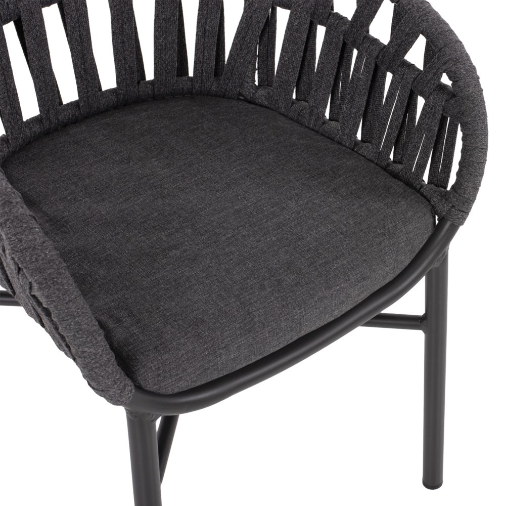 SESSEL ALUMINIUM ΙΝ ANTHRAZIT MIT ANTHRAZIT-FARBENDEM SEIL 58x57x78 cm
