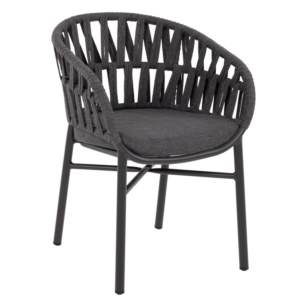 SESSEL ALUMINIUM ΙΝ ANTHRAZIT MIT ANTHRAZIT-FARBENDEM SEIL 58x57x78 cm