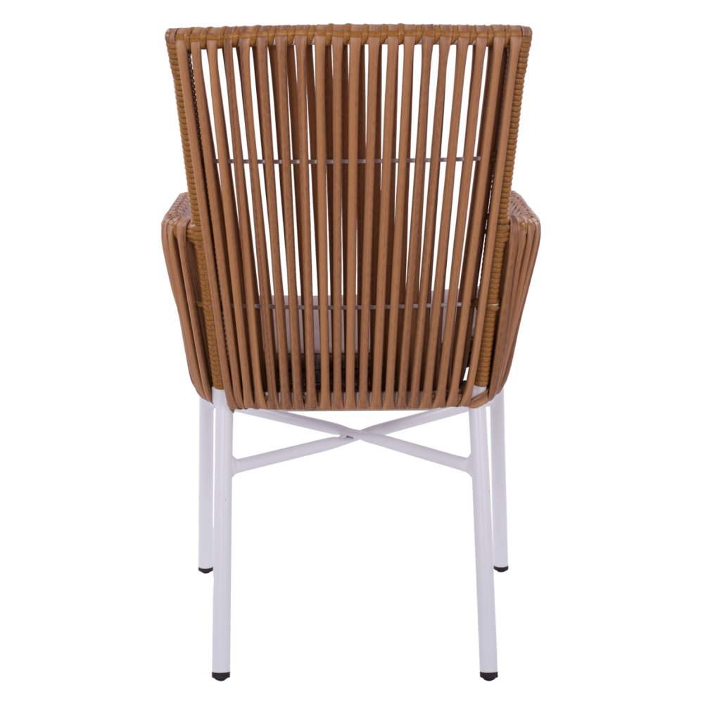Weißer Sessel aus Rattan Geflecht in Beige