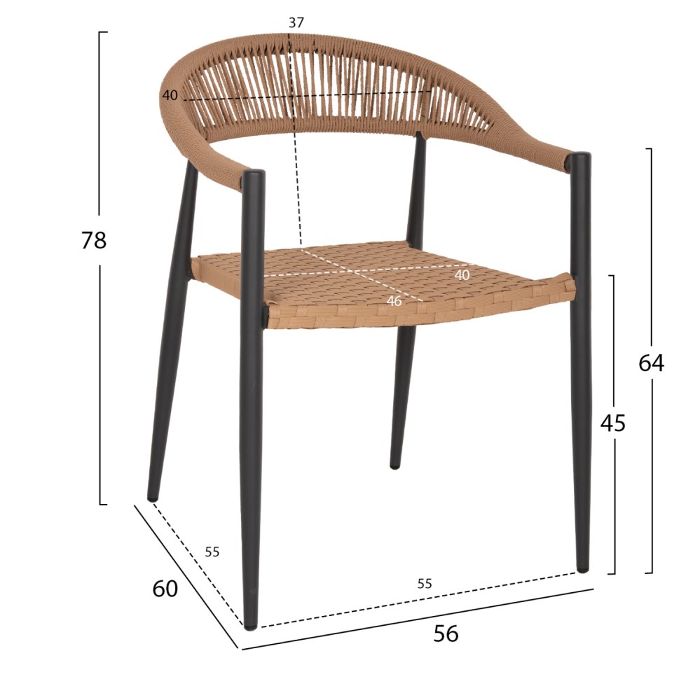 SESSEL ALUMINIUM GRAU MIT BEIGEM PE-RATTAN 56x60x78