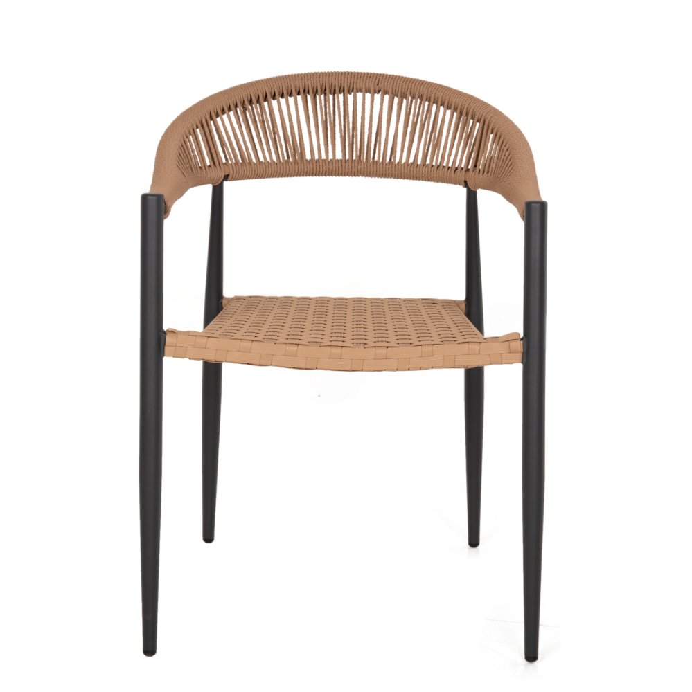 SESSEL ALUMINIUM GRAU MIT BEIGEM PE-RATTAN 56x60x78