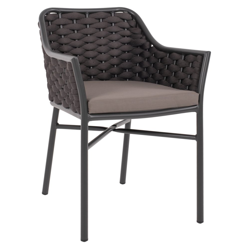 ALUMINIUMSESSEL MIT SEIL – GRAU 56x58x76cm