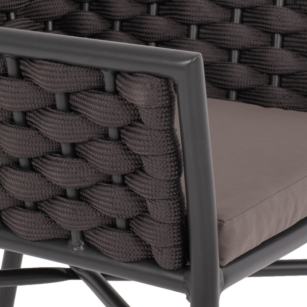 ALUMINIUMSESSEL MIT SEIL – GRAU 56x58x76cm