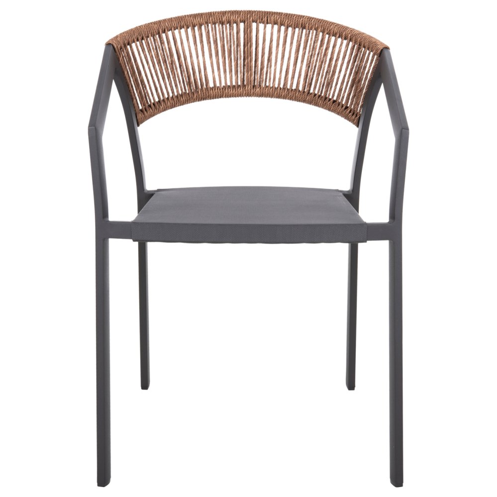 ALUMINIUM-SESSEL CARBON-RAHMEN & TEXTLINE-BEIGE RATTAN 56,5 x 61 x 81,5 cm