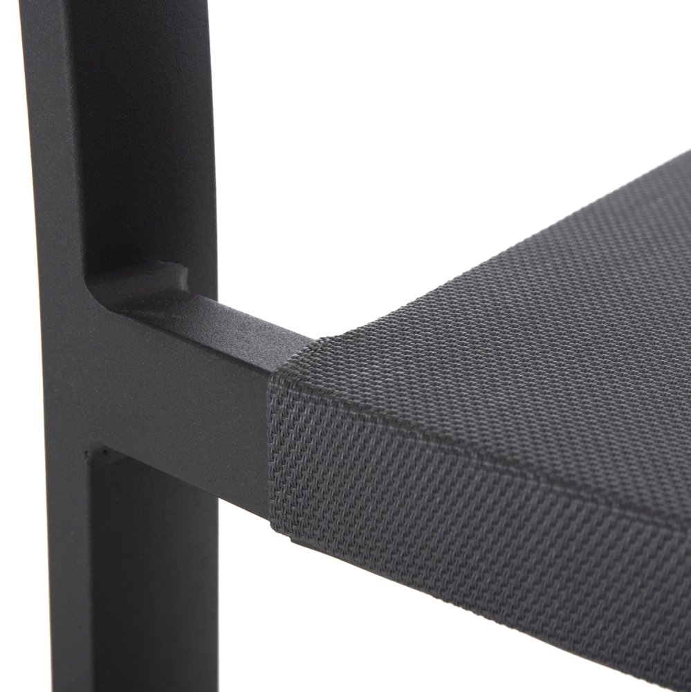 ALUMINIUM-SESSEL CARBON-RAHMEN & TEXTLINE-BEIGE RATTAN 56,5 x 61 x 81,5 cm