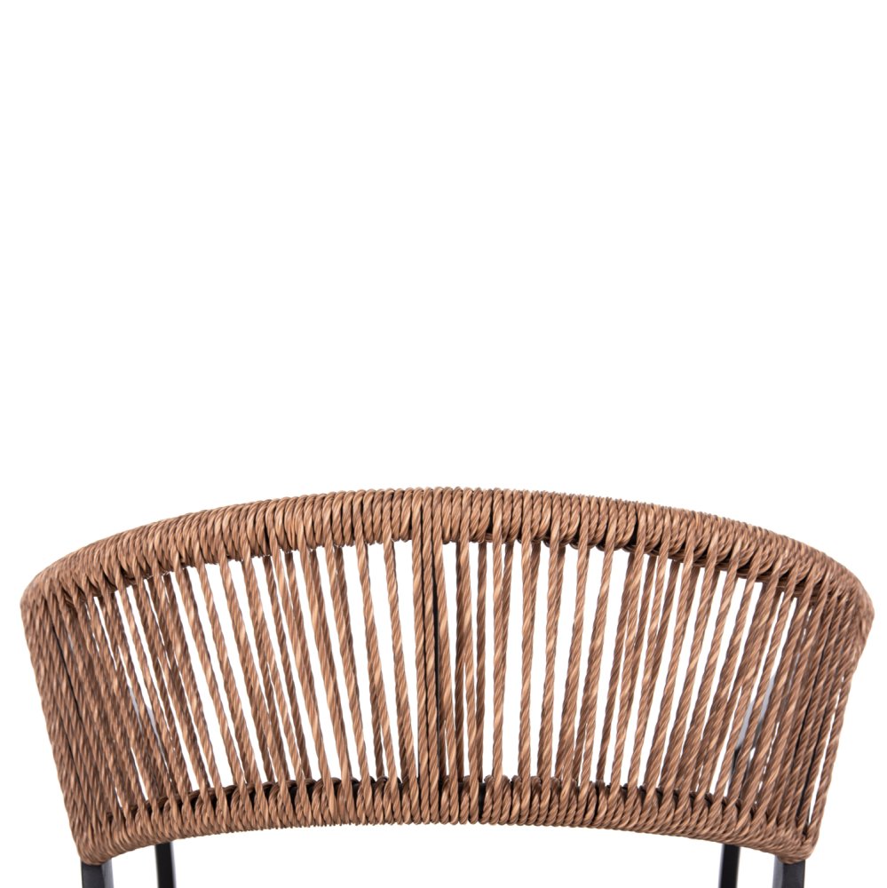 SESSEL ALUMINIUM SCHWARZER RAHMEN UND TEXTLINE - RÜCKENLEHNE AUS RATTAN IN BEIGE 57x63x82Hcm