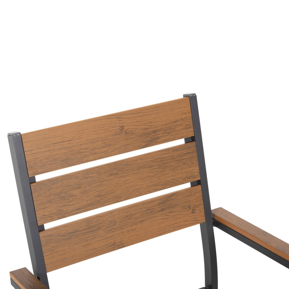ALUMINIUMSESSEL ANTHRAZIT-POLYWOOD IN NATURAL 55x55x86Hcm