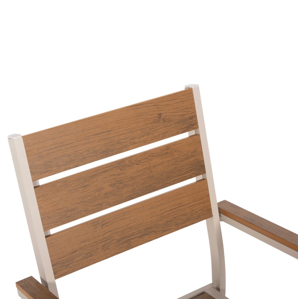 ALUMINIUMSESSEL CHAMPAGNER-POLYWOOD IN NATURAL 55x55x86Hcm