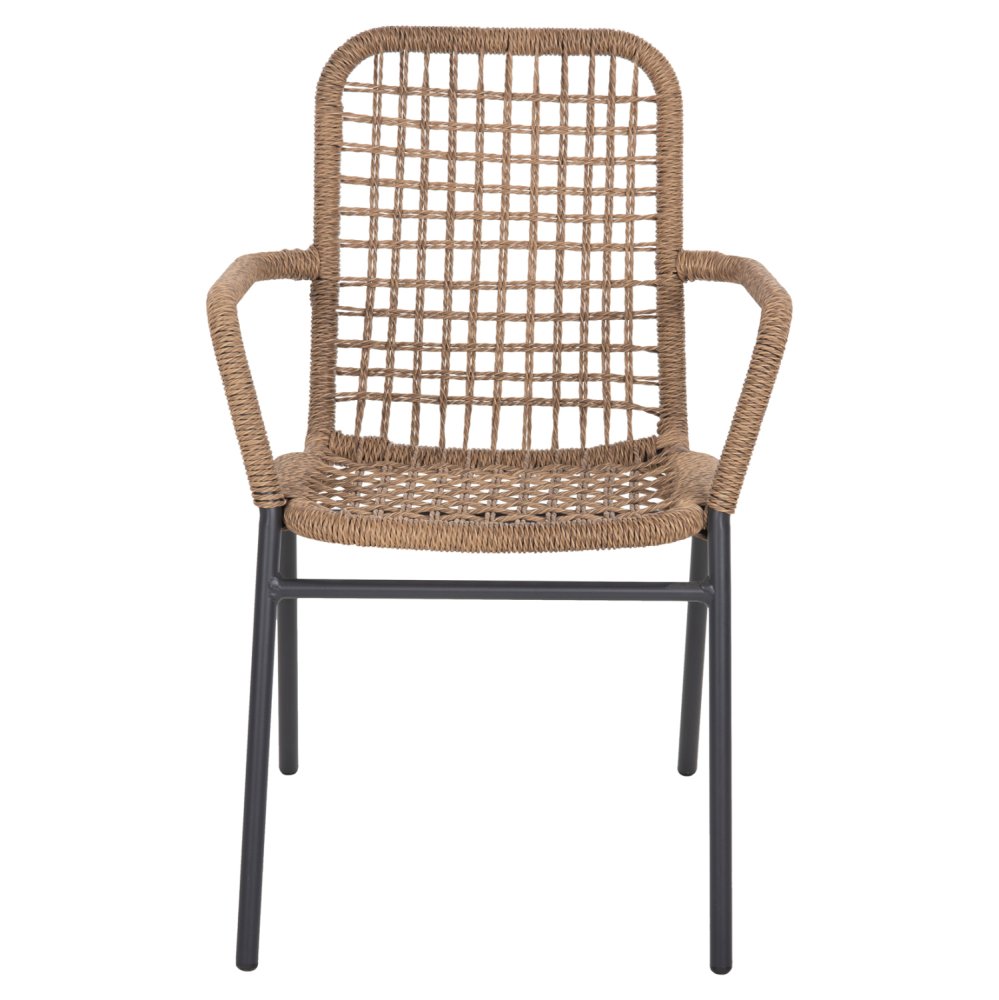 ALUMINIUMSESSEL ANTHRAZITGESTELL - BEIGES SYNTHETISCHES RATTAN 55,5x58x81Hcm