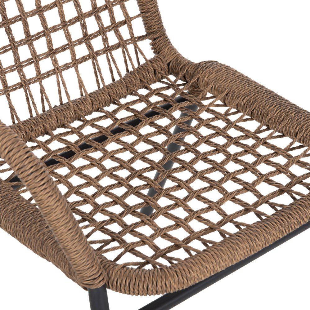 ALUMINIUMSESSEL ANTHRAZITGESTELL - BEIGES SYNTHETISCHES RATTAN 55,5x58x81Hcm