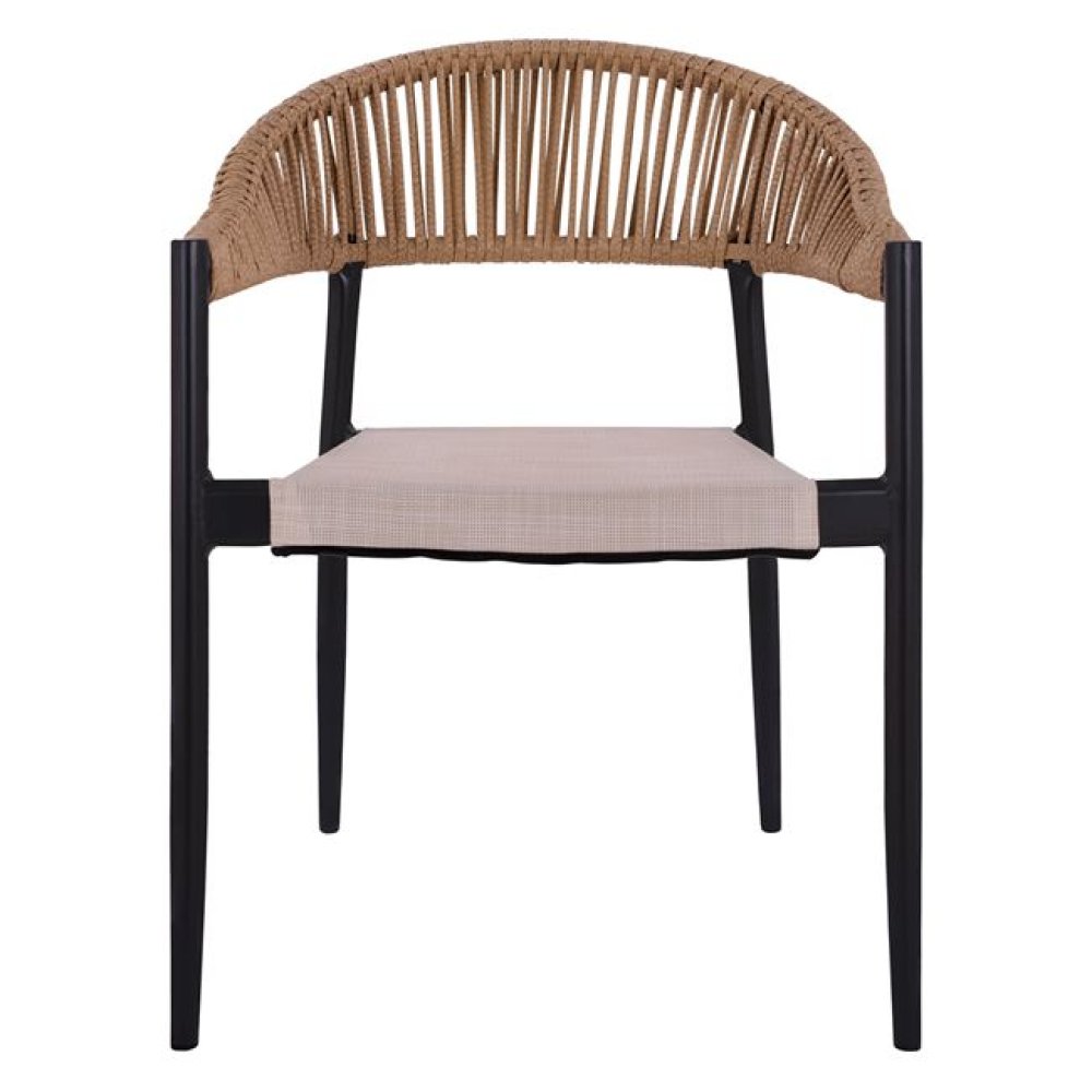 Outdoor-Sessel ,,Raina“ aus Aluminium mit Korbgeflecht in beige 56x55x76 cm.