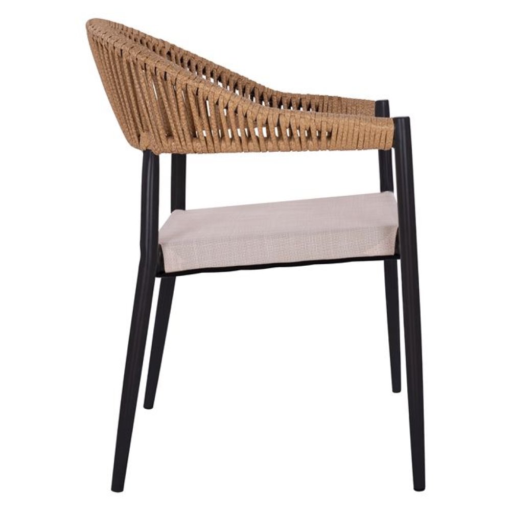 Outdoor-Sessel ,,Raina“ aus Aluminium mit Korbgeflecht in beige 56x55x76 cm.