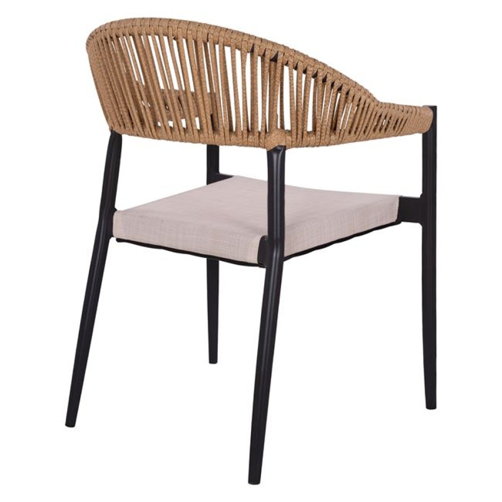 Outdoor-Sessel ,,Raina“ aus Aluminium mit Korbgeflecht in beige 56x55x76 cm.