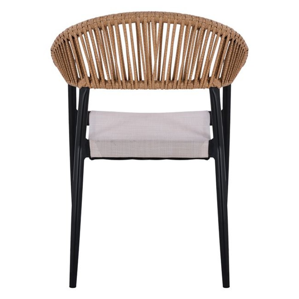 Outdoor-Sessel ,,Raina“ aus Aluminium mit Korbgeflecht in beige 56x55x76 cm.