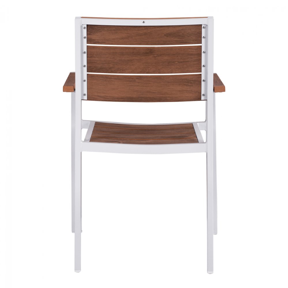 Aluminum Stuhl SAGA mit Armlehne in weiß mit Polywood 55x56x85cm