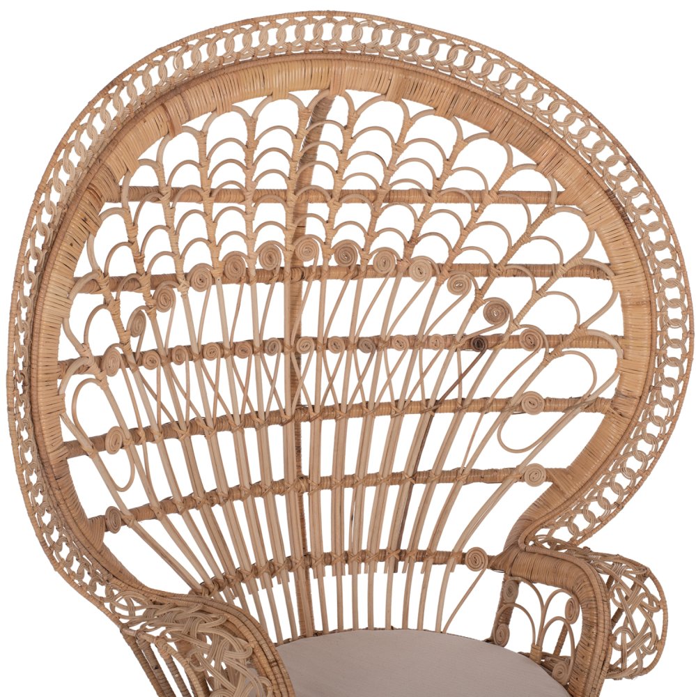 ΠΟΛΥΘΡΟΝΑ ROYAL PEACOCK RATTAN ΣΕ ΦΥΣΙΚΟ-ΜΑΞΙΛΑΡΙ ΜΠΕΖ 114x72x150Yεκ.