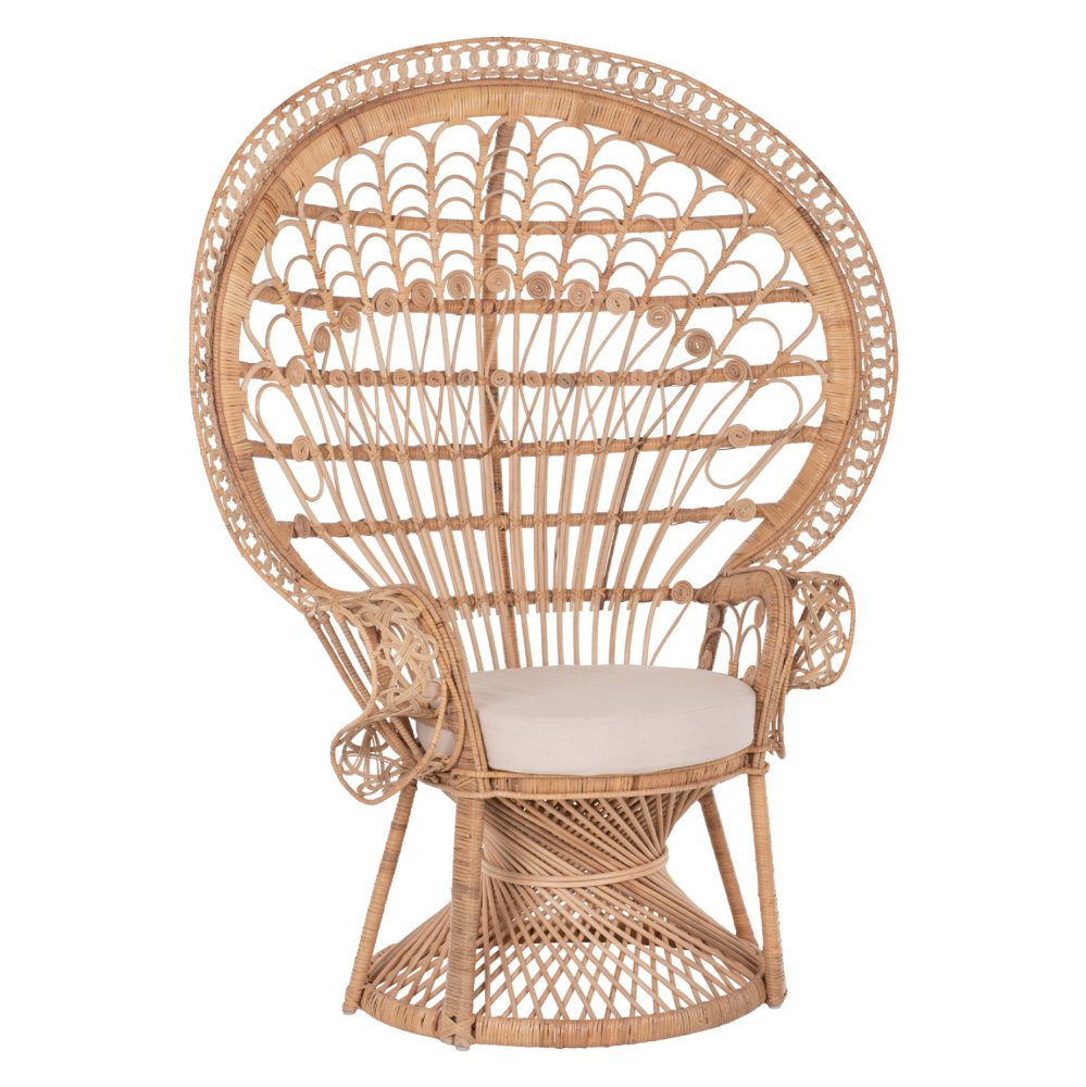 ΠΟΛΥΘΡΟΝΑ ROYAL PEACOCK RATTAN ΣΕ ΦΥΣΙΚΟ-ΜΑΞΙΛΑΡΙ ΜΠΕΖ 114x72x150Yεκ.