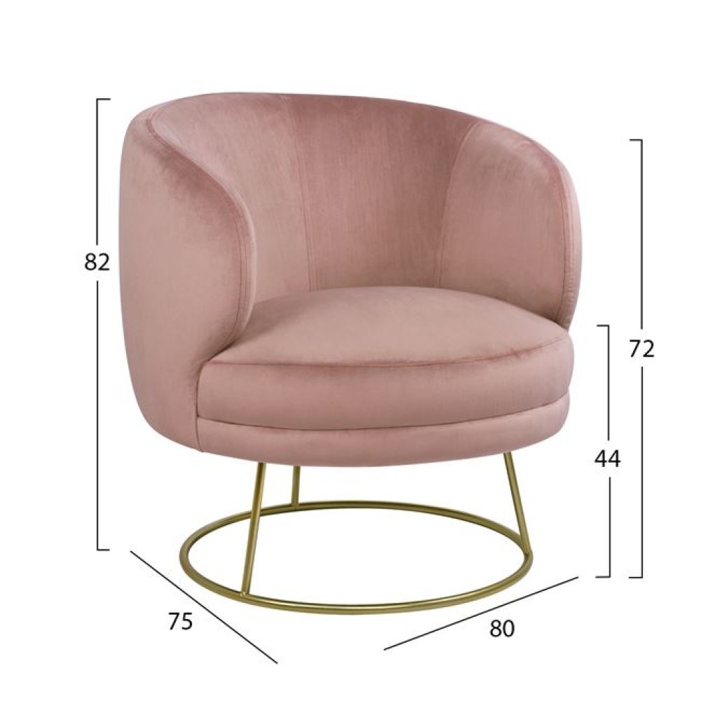 Cocktailsessel Arien in Rose mit goldener Basis