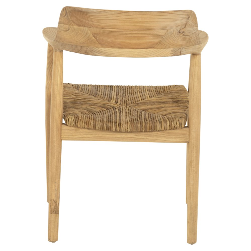SESSEL AUS MASSIVEM TEAKHOLZ UND SITZ IN STROHMATT 58x53x79cm
