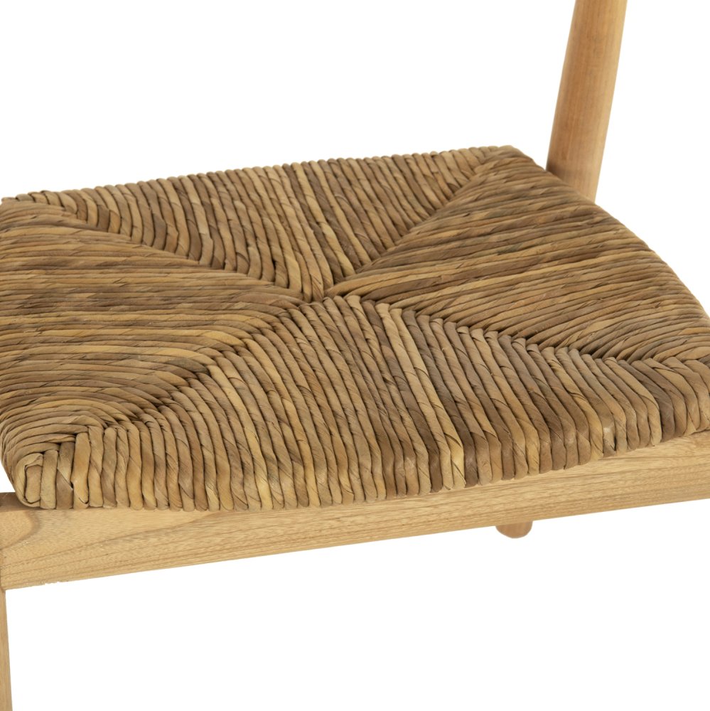 SESSEL AUS MASSIVEM TEAKHOLZ UND SITZ IN STROHMATT 58x53x79cm