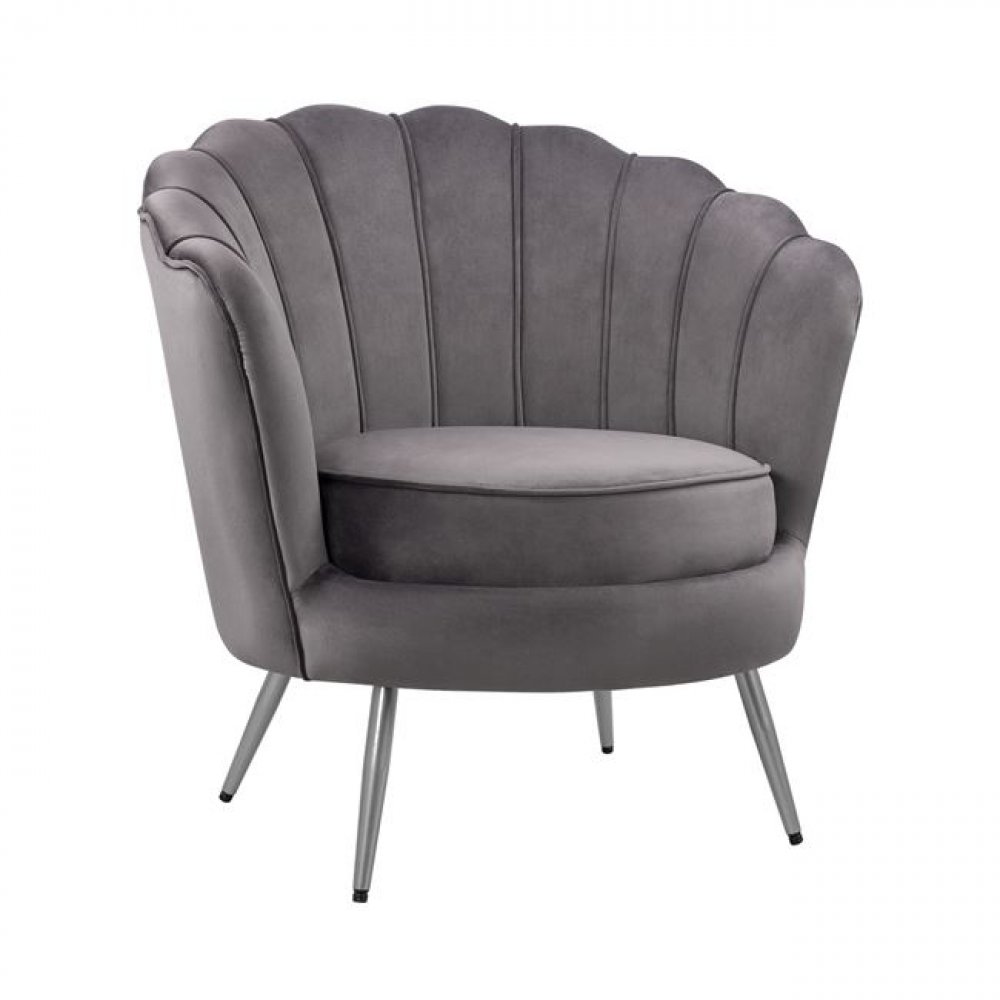 Luxury cocktail armchair COQUILLE made of velvet in color gray