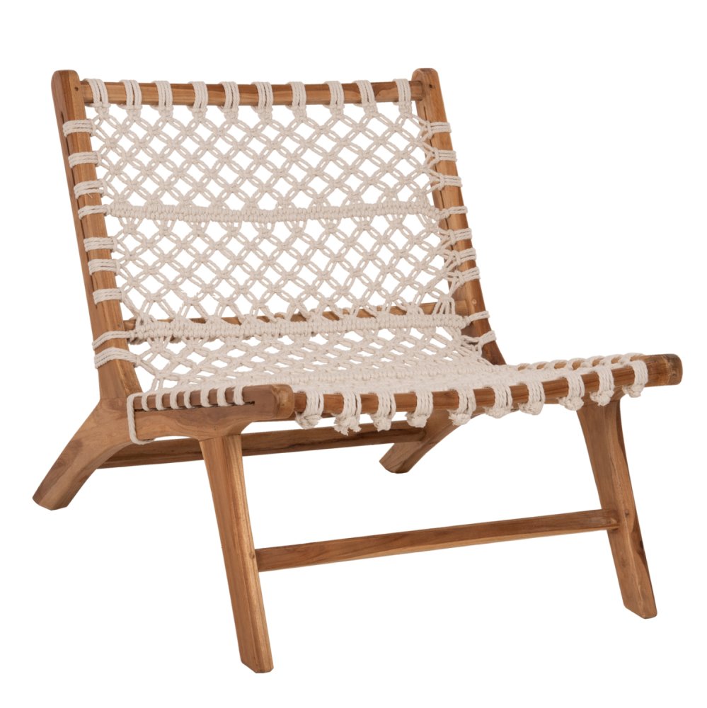 STUHL TEAKHOLZ NATUR UND SEILWEISS 65x78x68Hcm