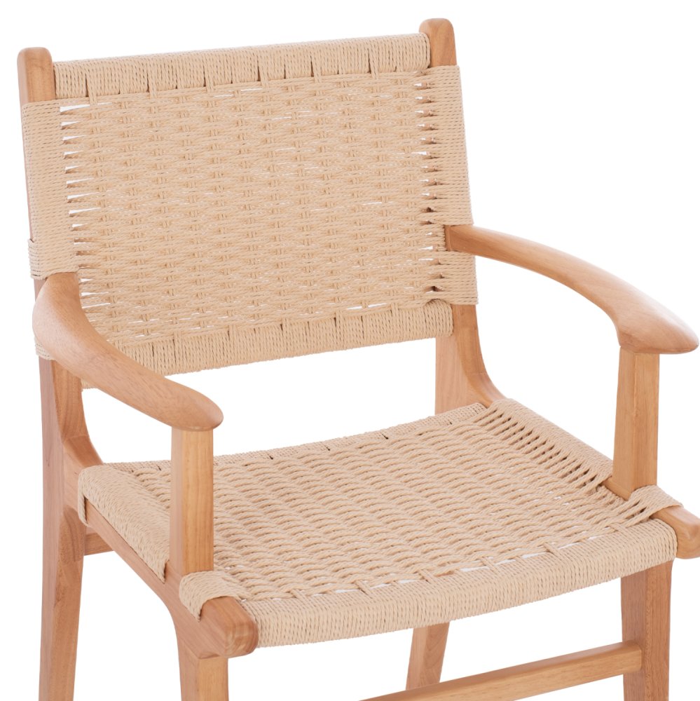 ARMCHAIR IGNACIO INDOORS RUBBERWOOD ROPE SEAT 69X59X86Η