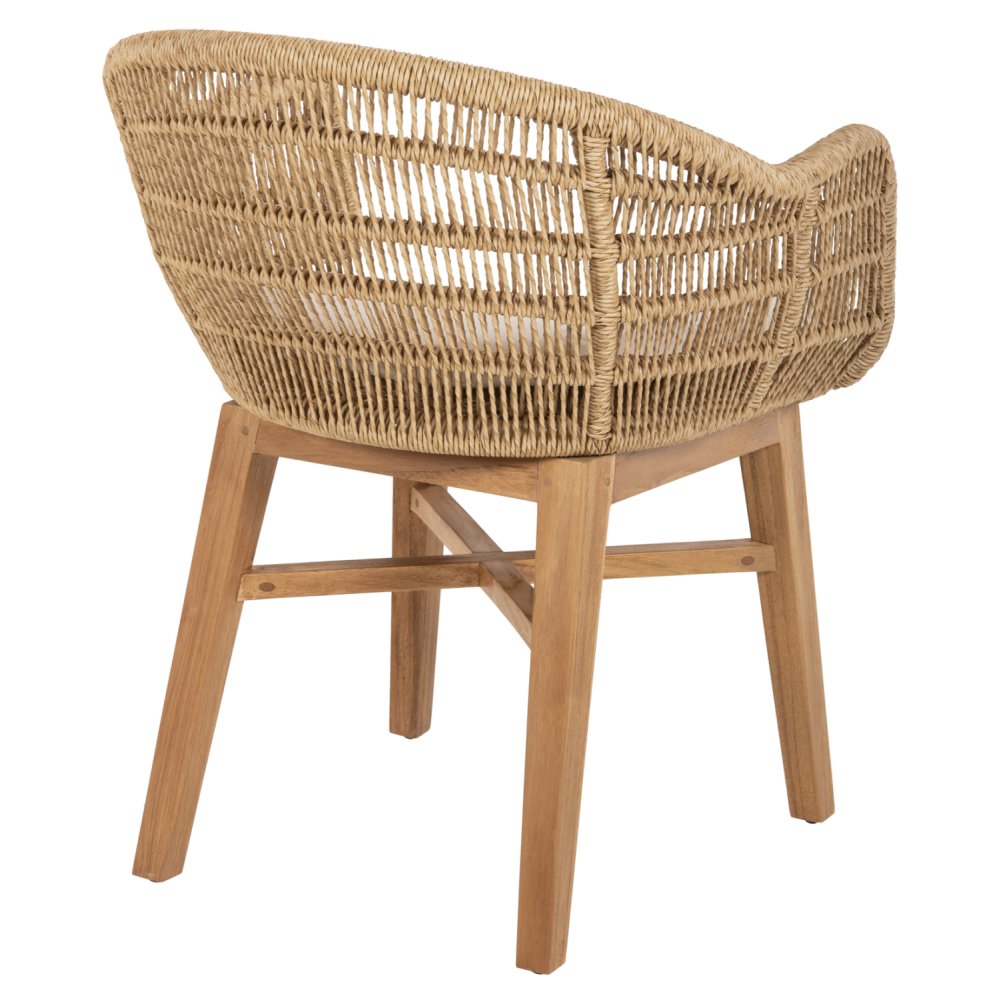 ARMCHAIR LAMORA TEAK WOOD-SYNTHETIC ROPE-CUSHION 60x61x78Hcm