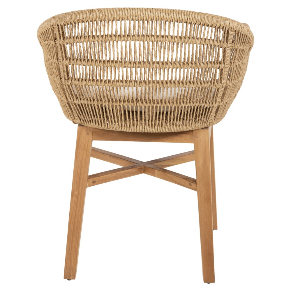 ARMCHAIR LAMORA TEAK WOOD-SYNTHETIC ROPE-CUSHION 60x61x78Hcm