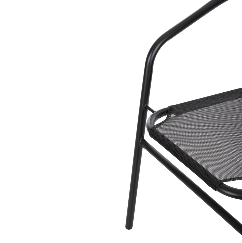SESSEL OUTDOOR METALL & TEXTILENE IN SCHWARZ 55x58x72Hcm