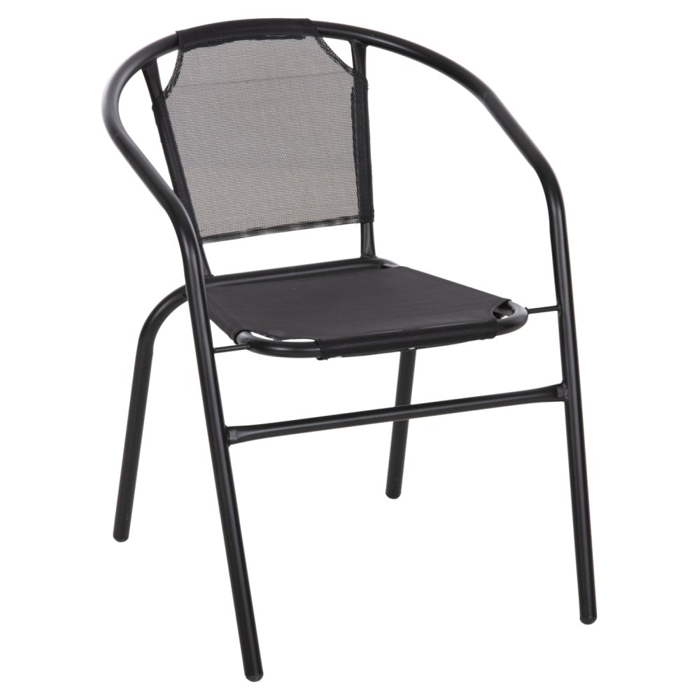 SESSEL OUTDOOR METALL & TEXTILENE IN SCHWARZ 55x58x72Hcm