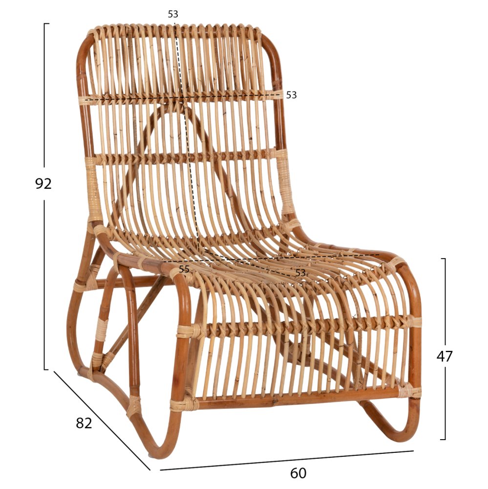 SESSEL BRONNY FÜR DEN AUSSENBEREICH RATTAN IN NATÜRLICH 60x82x92Hcm