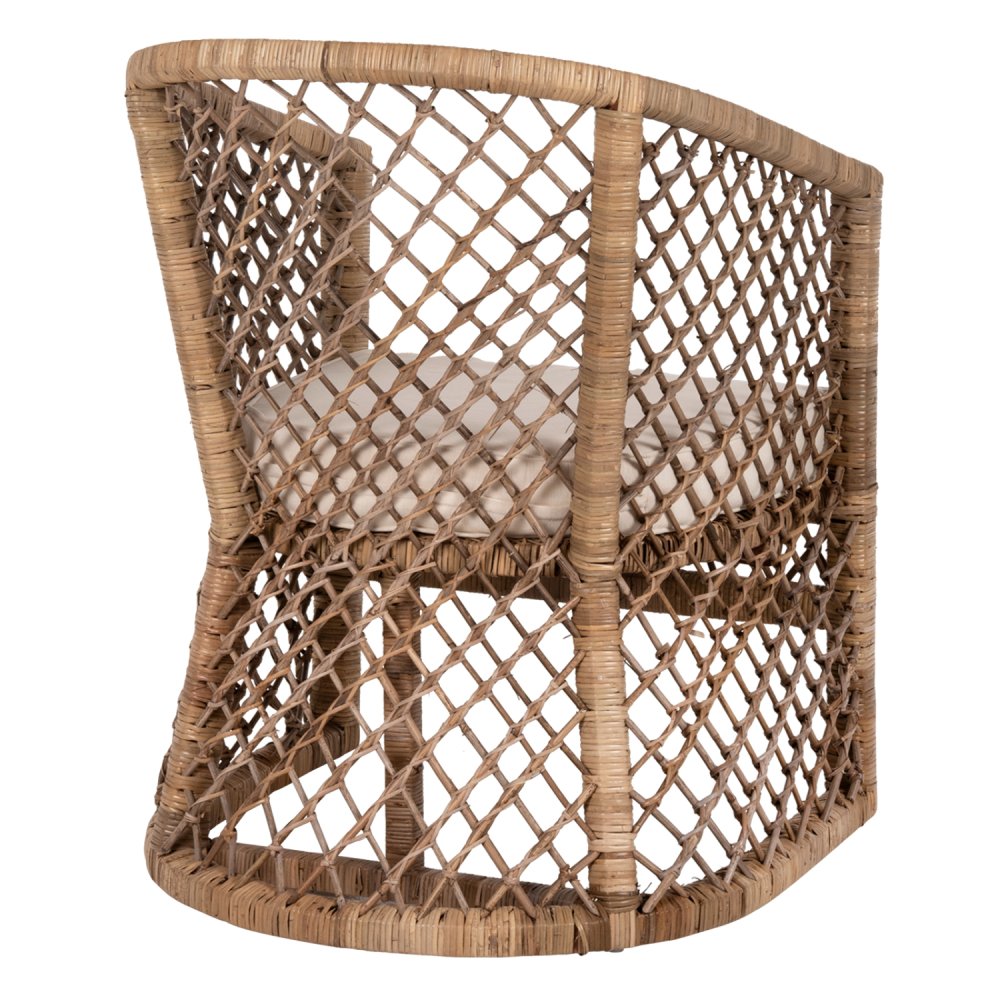 SESSEL RATTAN IN NATUR-KISSEN IN ECRU 64x68x87Hcm
