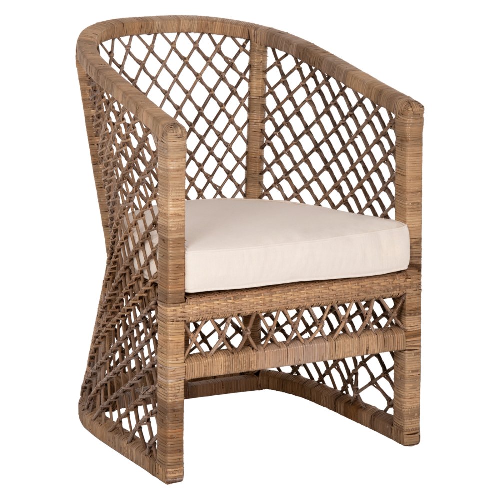 SESSEL RATTAN IN NATUR-KISSEN IN ECRU 64x68x87Hcm